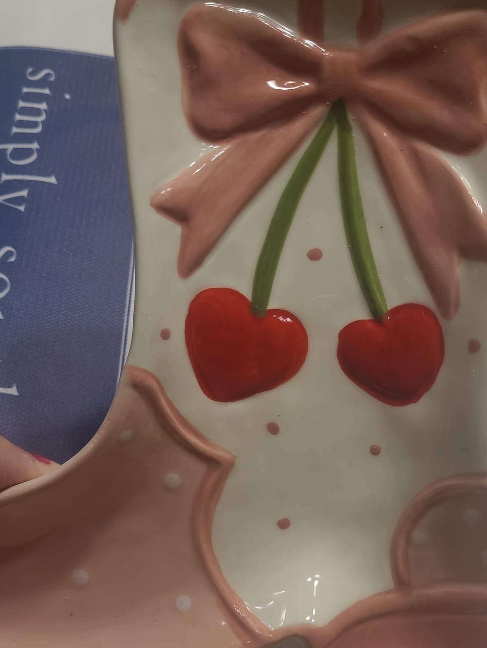 Simply Southern Pink Cherry Boot Trinket Tray with Red Cherry Accent - Picture 3 of 6